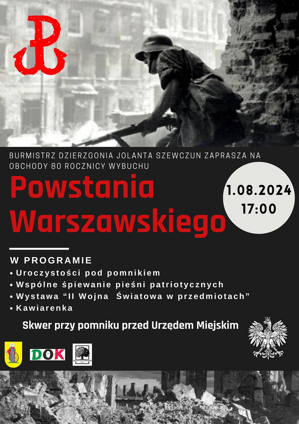 Dzierzgoń. Obchody 80. rocznicy wybuchu Powstania Warszawskiego.