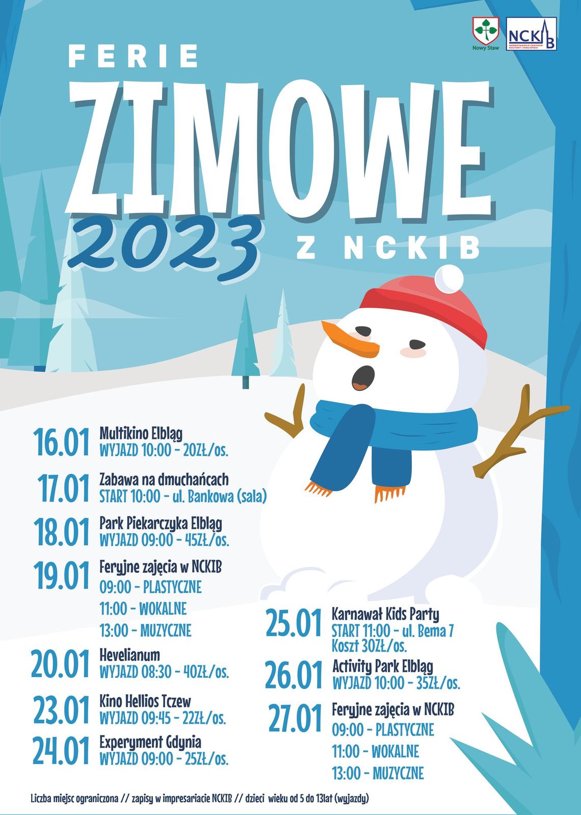 Ferie zimowe 2023 z Nowostawskim Centrum Kultury i Biblioteki.