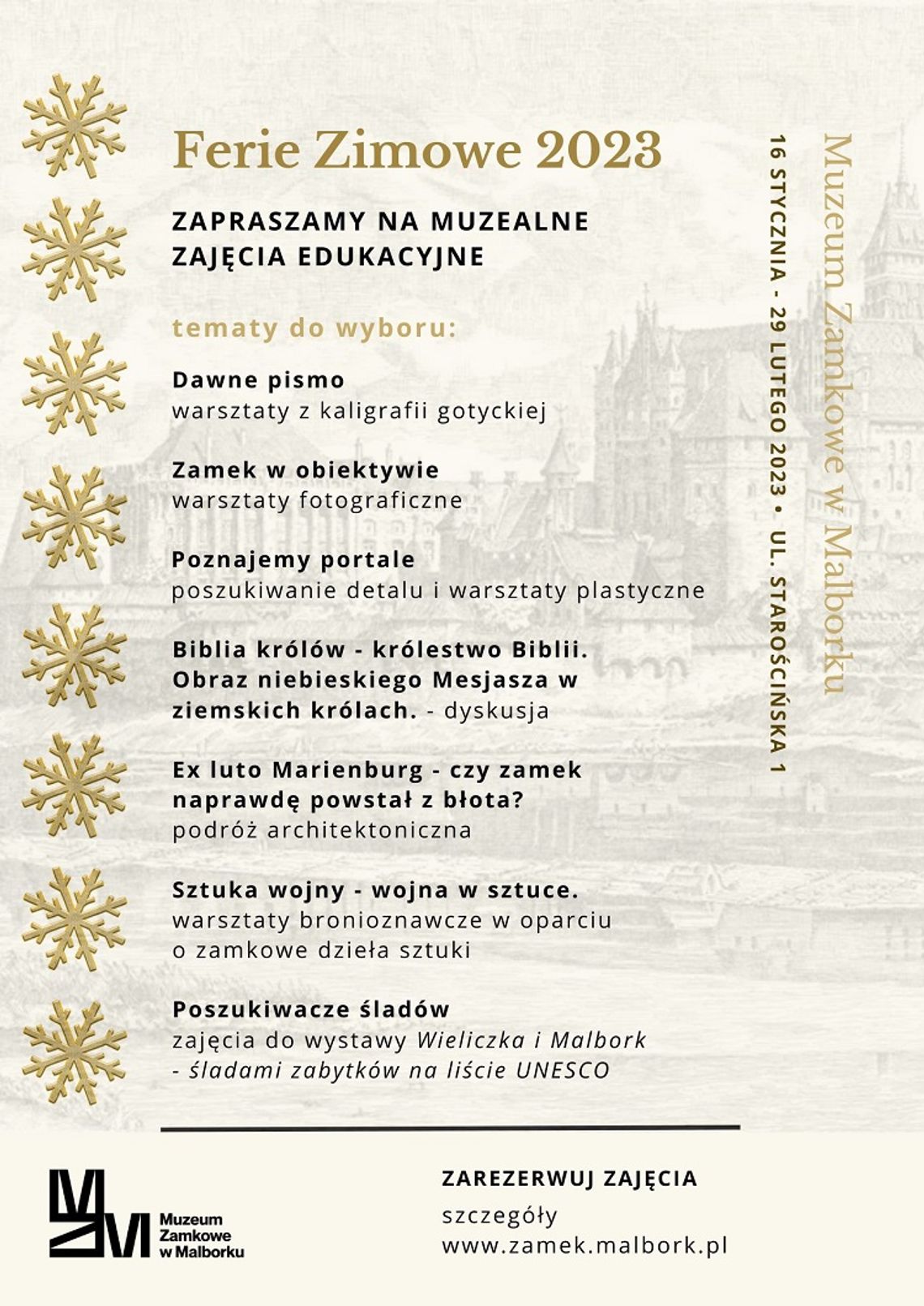 Ferie zimowe na zamku w Malborku. Muzeum Zamkowe zaprasza na zajęcia.