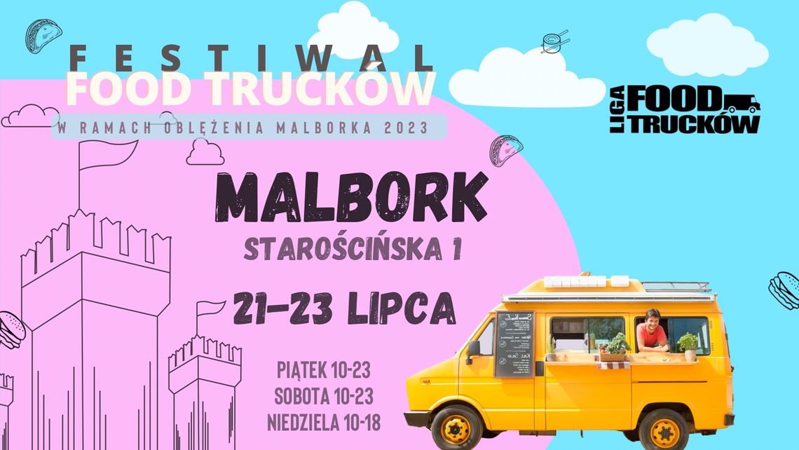 Festiwal FoodTrucków w ramach Oblężenia Malborka 2023.