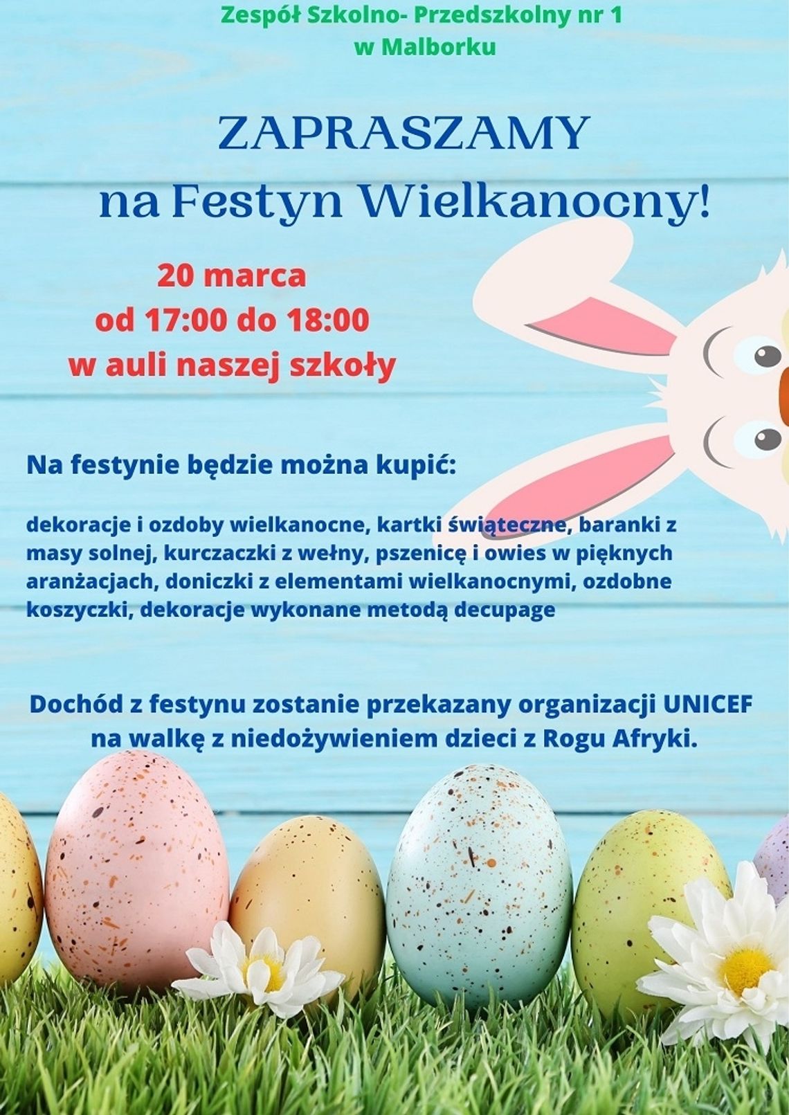 Festyn Wielkanocny w Zespole Szkolno-Przedszkolnym nr 1 w Malborku.
