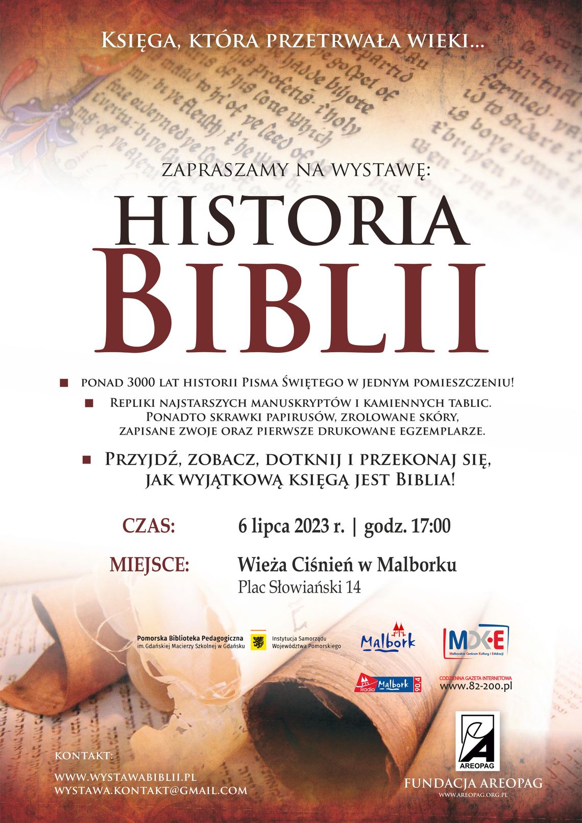 "Historia Biblii i rozwoju piśmiennictwa". Wystawa w malborskiej Wieży Ciśnień.