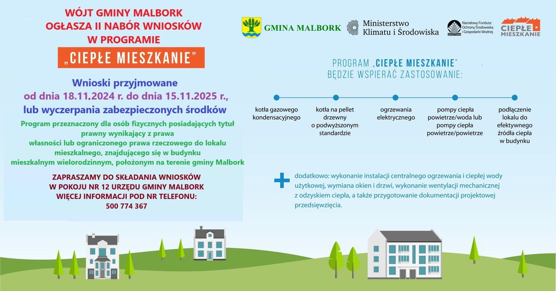 II nabór wniosków w programie "Ciepłe mieszkanie" dla mieszkańców Gminy Malbork.