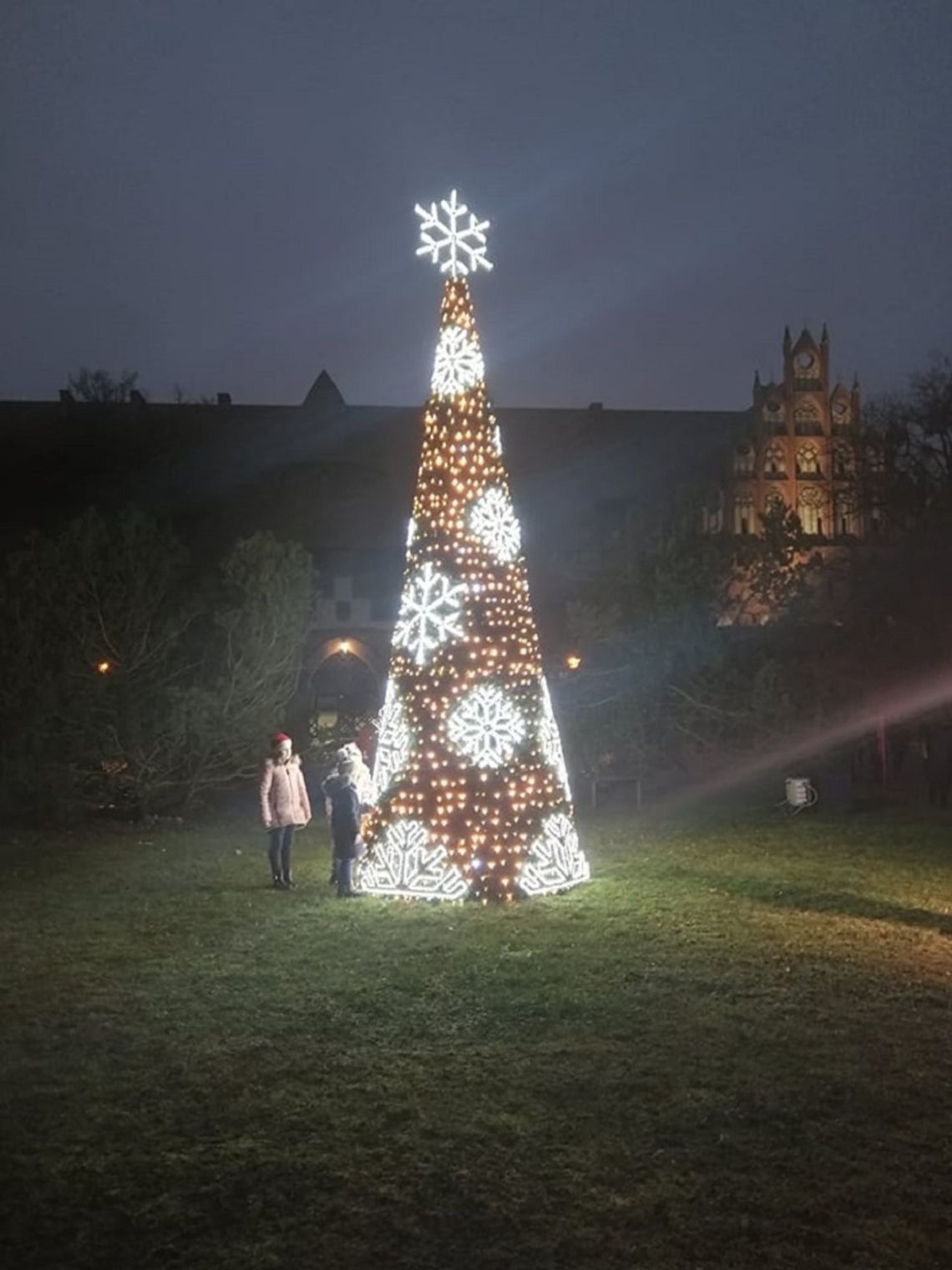 Iluminacja świątecznej choinki i wspólne kolędowanie przy malborskim zamku.