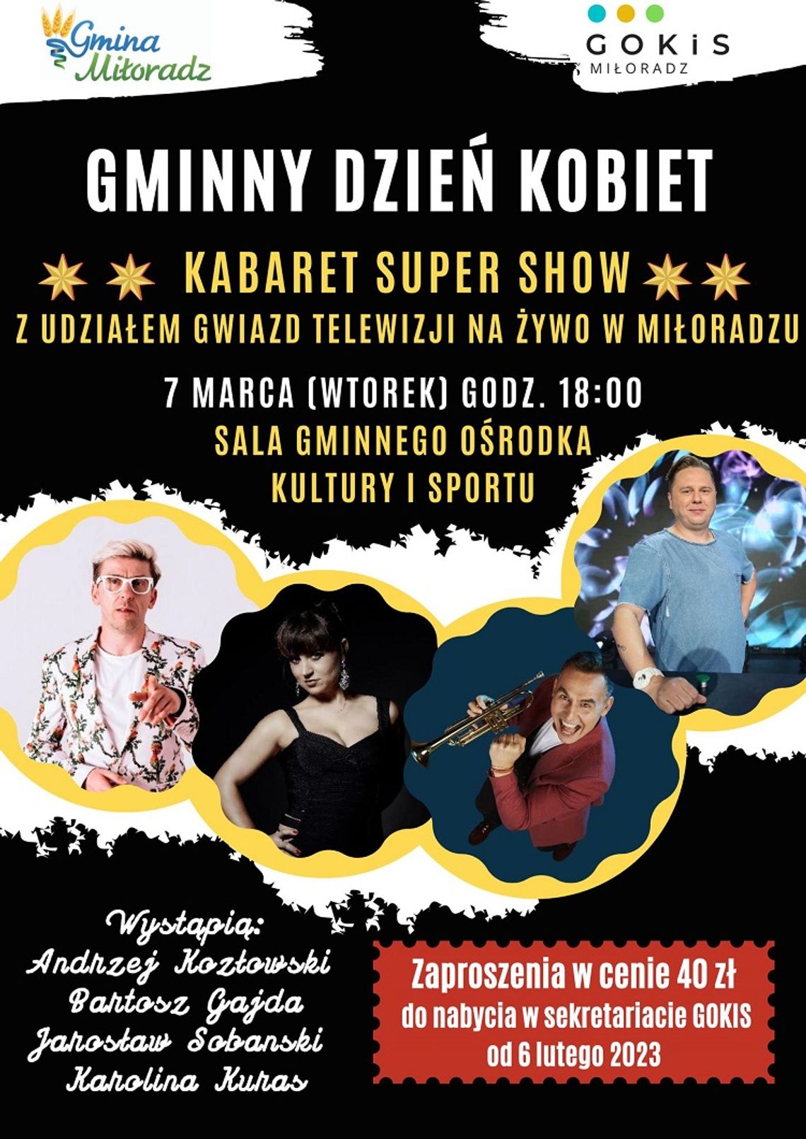 Kabaret Super Show wystąpi podczas Gminnego Dnia Kobiet z Humorem w Miłoradzu.