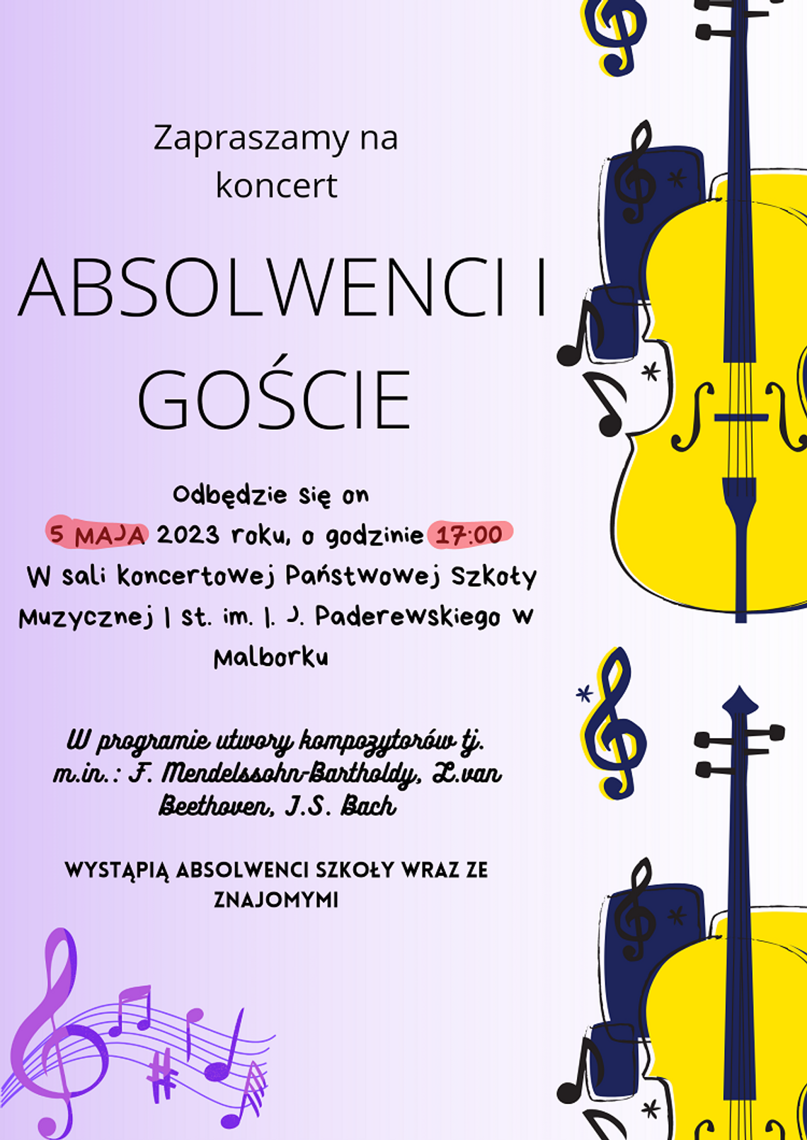 Koncert absolwentów w Szkole Muzycznej w Malborku.