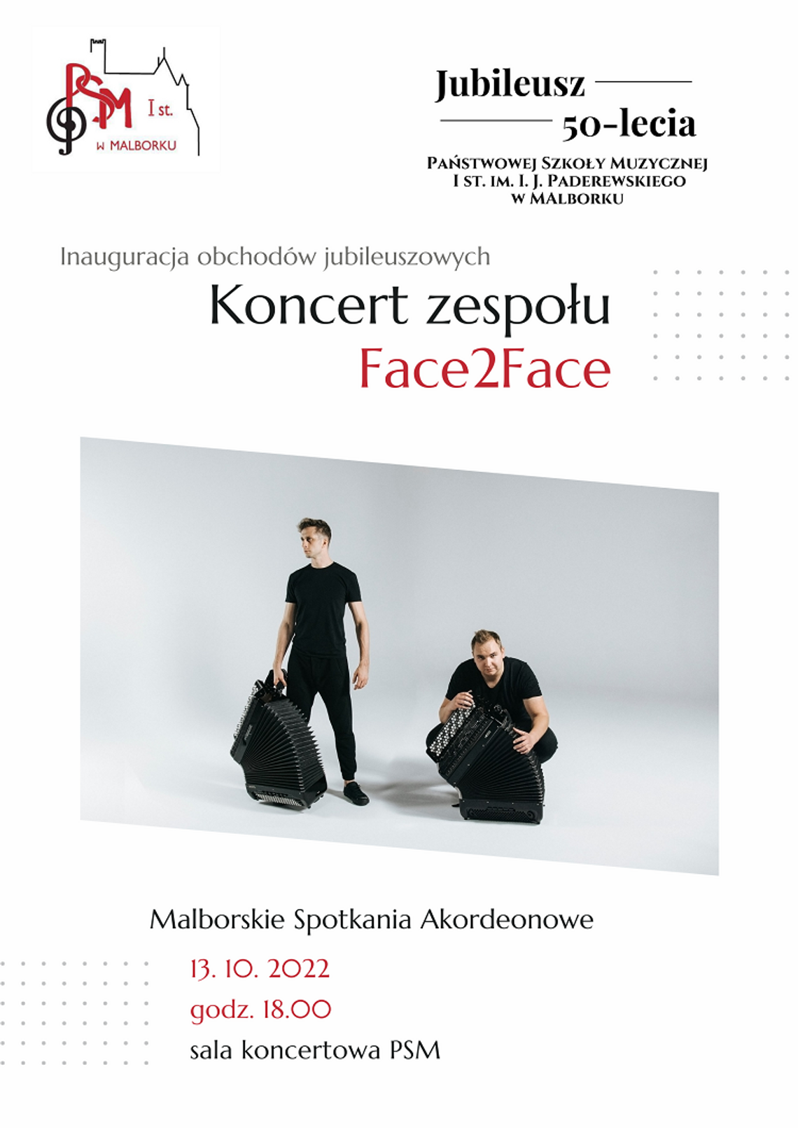 Koncert Face 2 Face. 50-lecie Państwowej Szkoły Muzycznej w Malborku. 