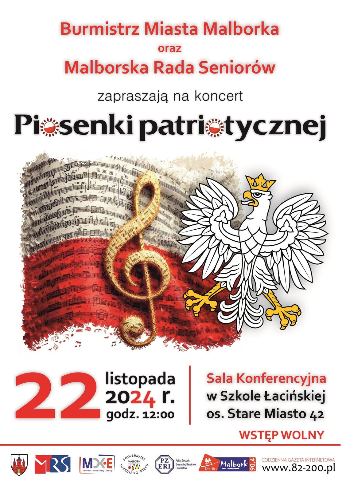 Koncert Piosenki Patriotycznej w malborskiej Szkole Łacińskiej.