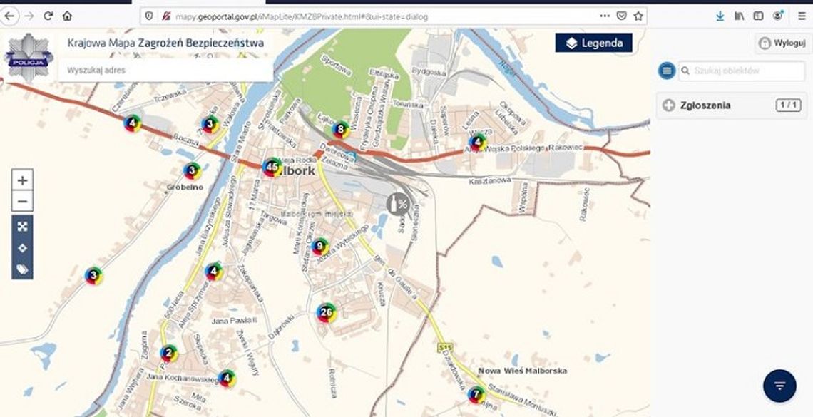 Krajowa Mapa zagrożeń Bezpieczeństwa w powiecie malborskim w I półroczu 2020 roku