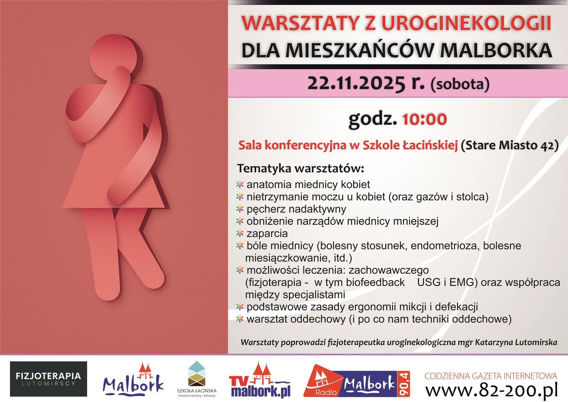 Malbork. Bezpłatne warsztaty z uroginekologii w Szkole Łacińskiej. Malbork. Bezpłatne warsztaty z uroginekologii w Szkole Łacińskiej.