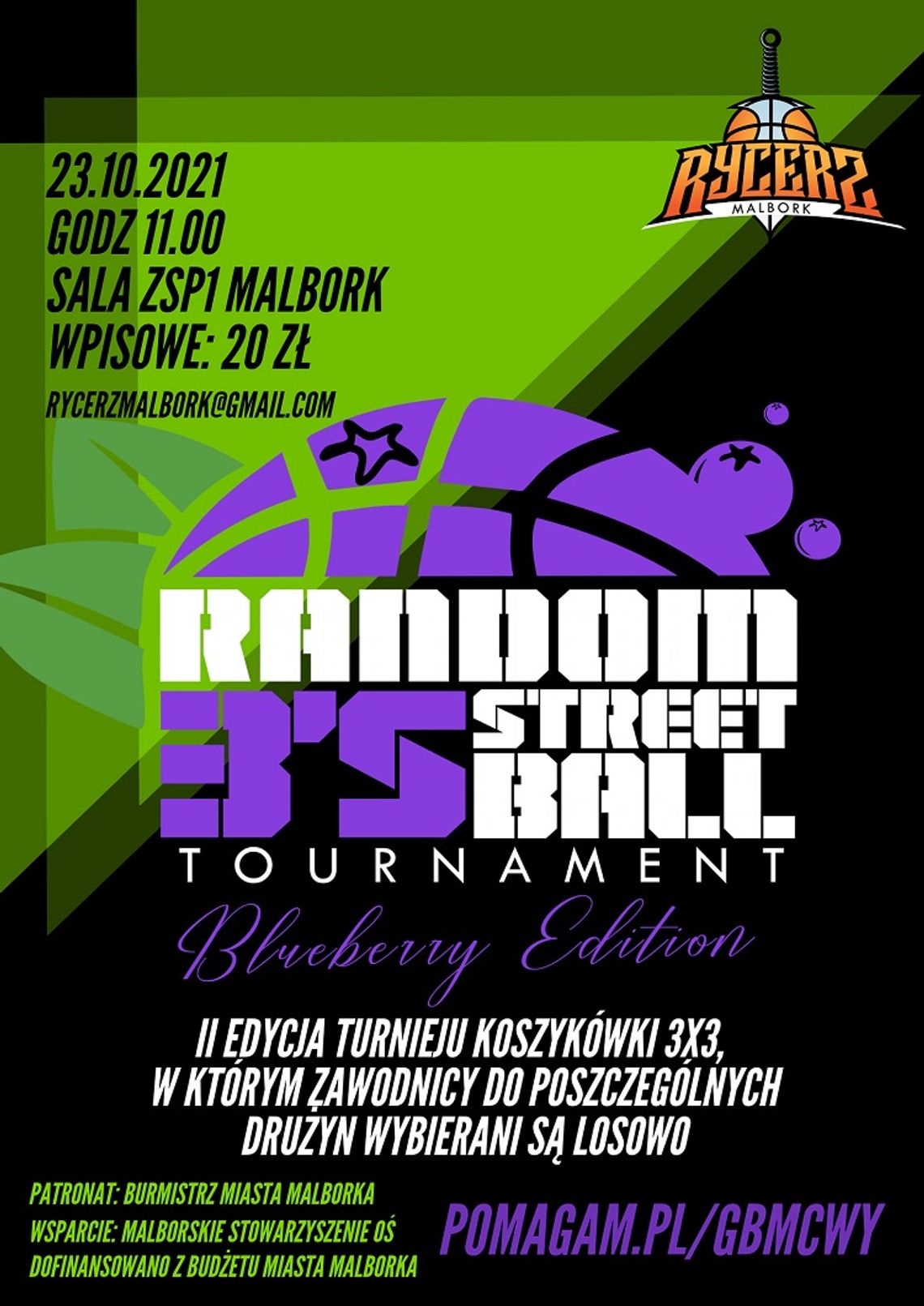 Malbork. II edycja turnieju koszykówki 3x3 RANDOM 3's STREETBALL TOURNAMENT w szczytnym celu.