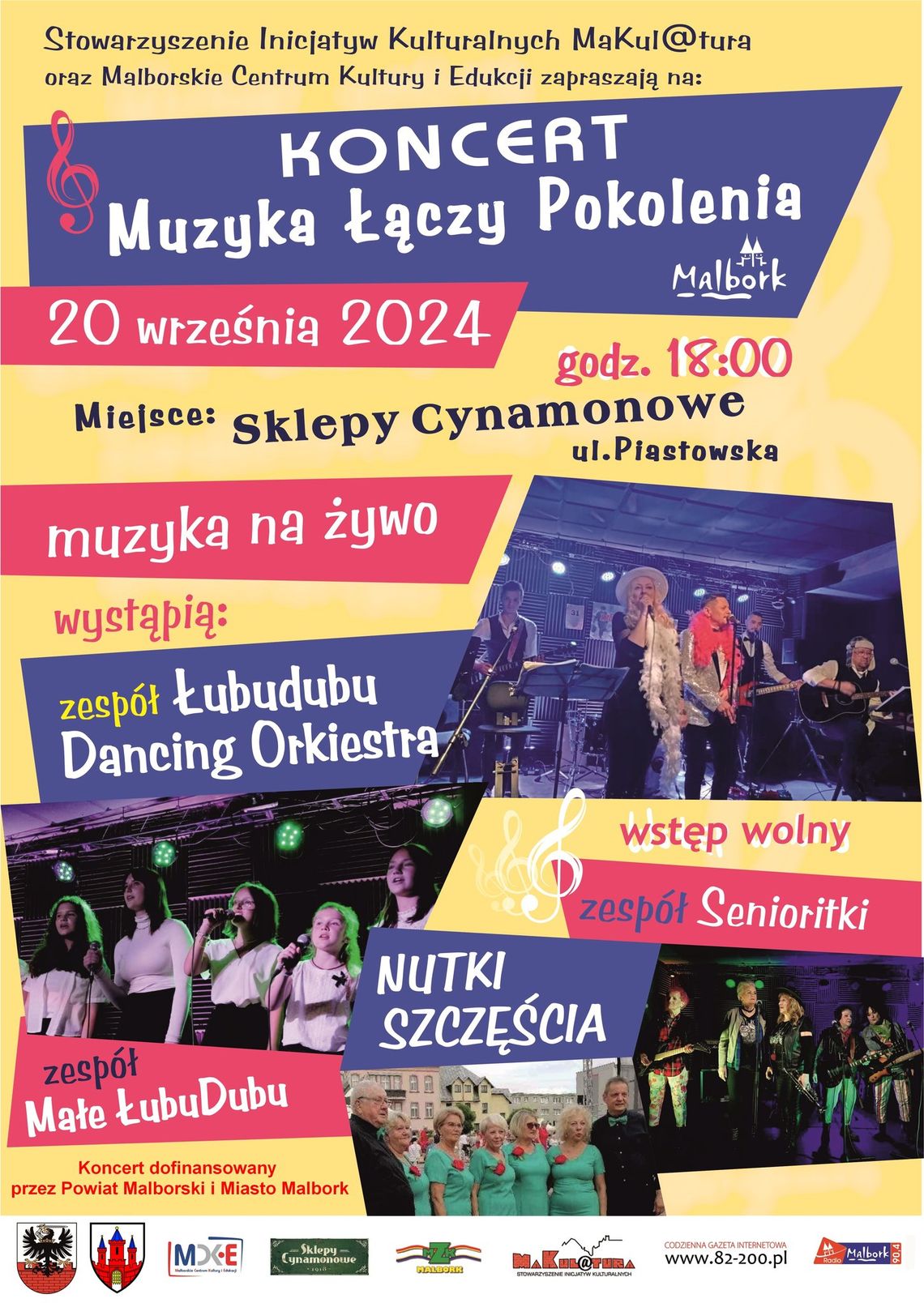 Malbork. Koncert Muzyka Łączy Pokolenia w Sklepach Cynamonowych.