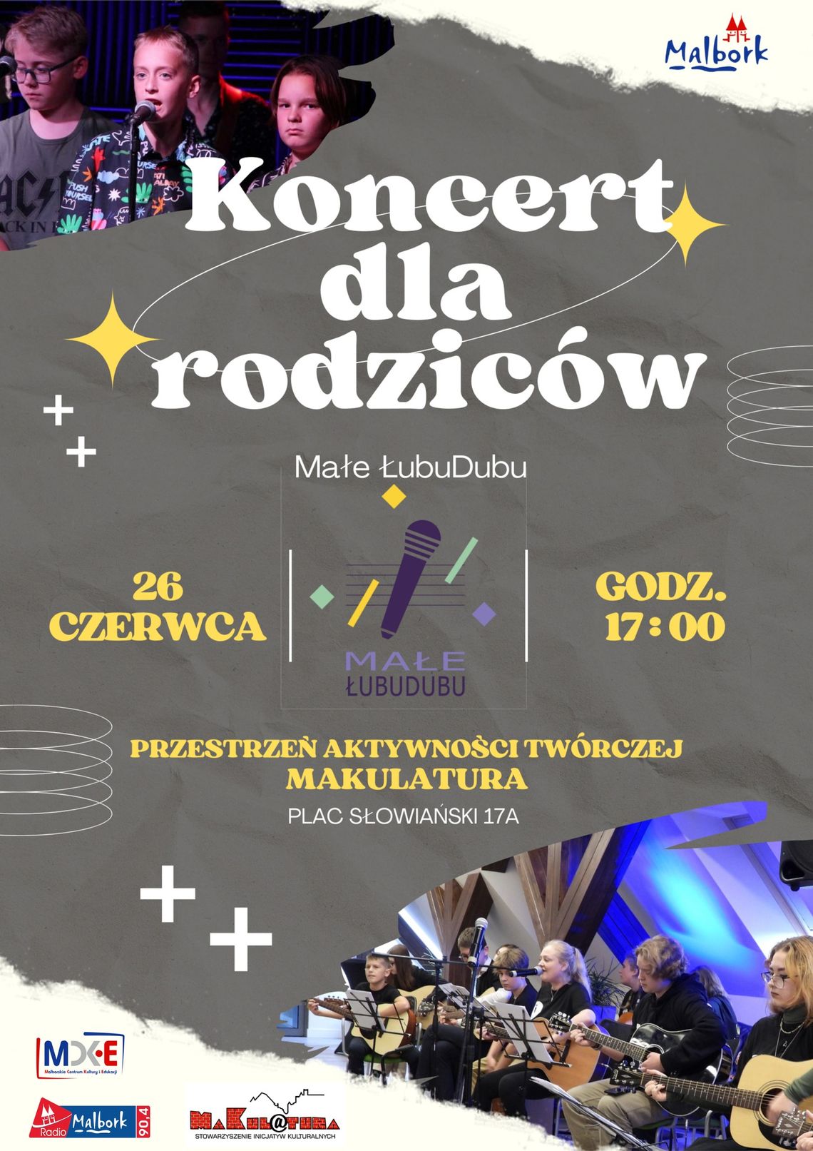 Malbork. Koncert zespołu Małe Łubudubu w Makulaturze.