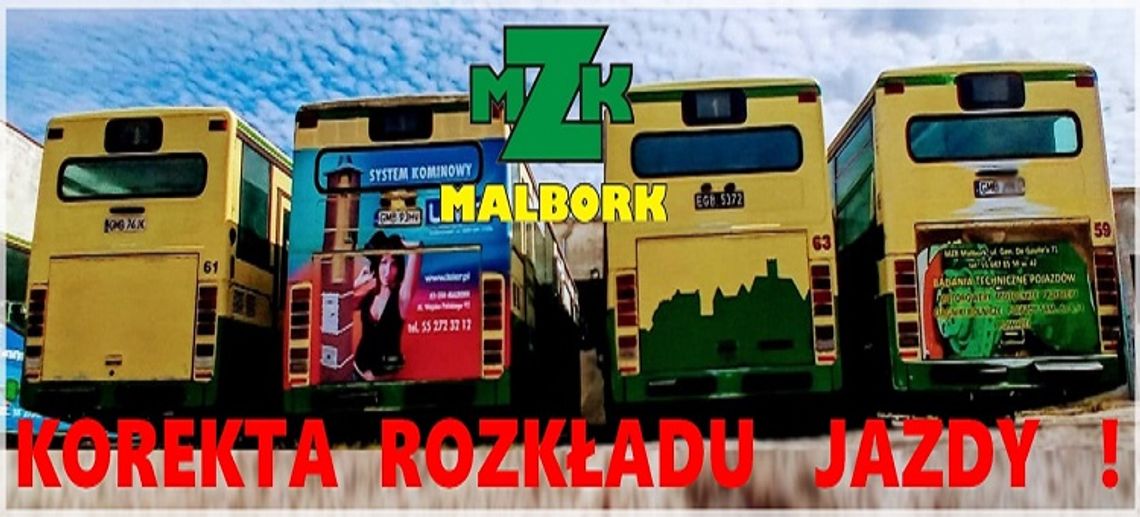 Malbork. Korekta w rozkładzie jazdy autobusów.