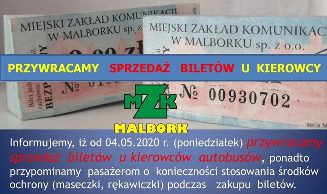 Malbork. Od poniedziałku kupimy bilety autobusowe u kierowcy