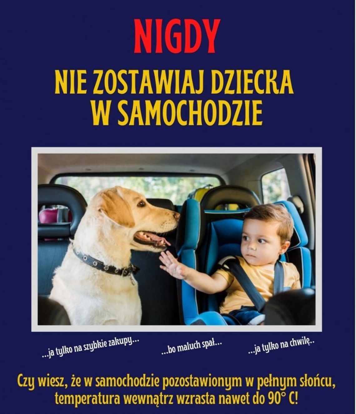 Malbork. Podczas upałów nigdy nie zostawiaj dziecka czy zwierzęcia w samochodzie!