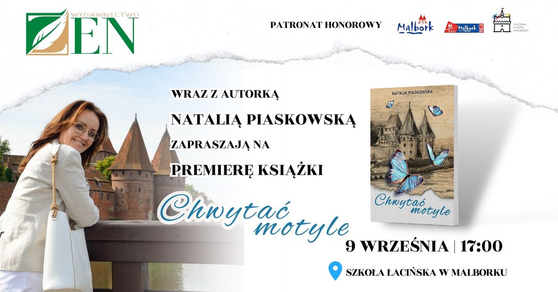 Malbork. Premiera książki "Chwytać motyle" Natalii Piaskowskiej w Szkole Łacińskiej.