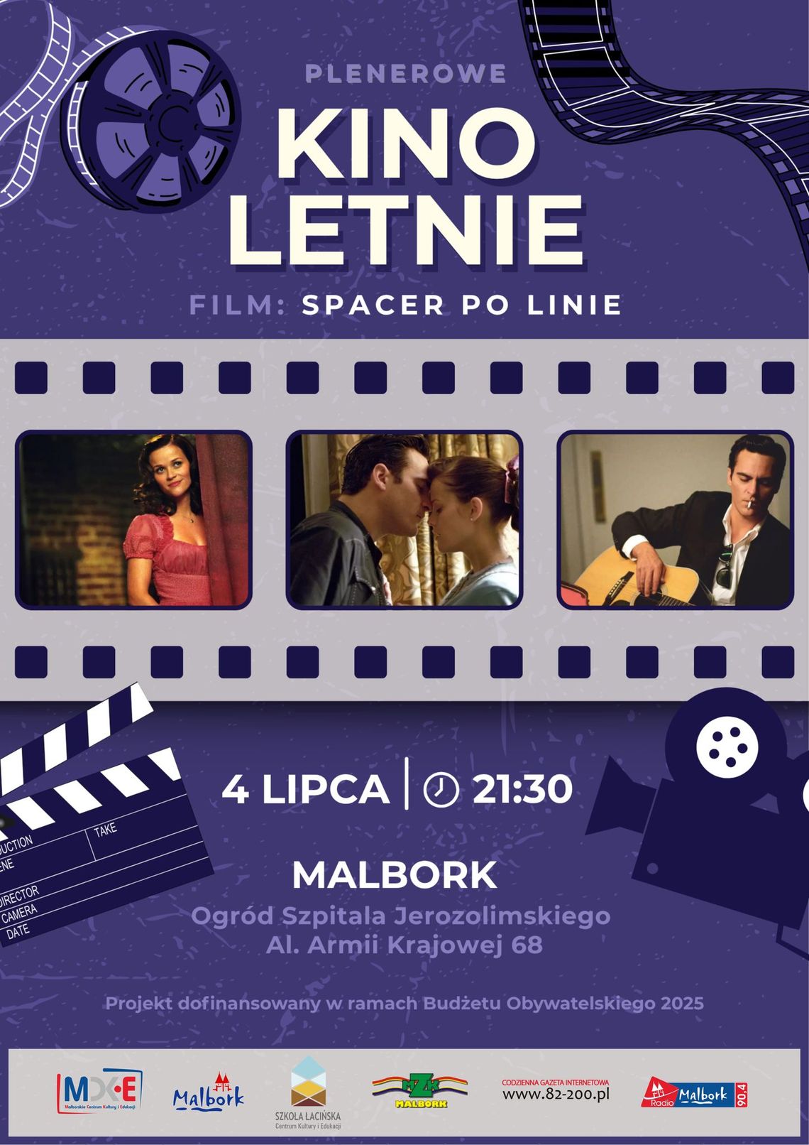 Malbork. „Spacer po linie”- seans w kinie pod chmurką w Szpitalu Jerozolimskim.