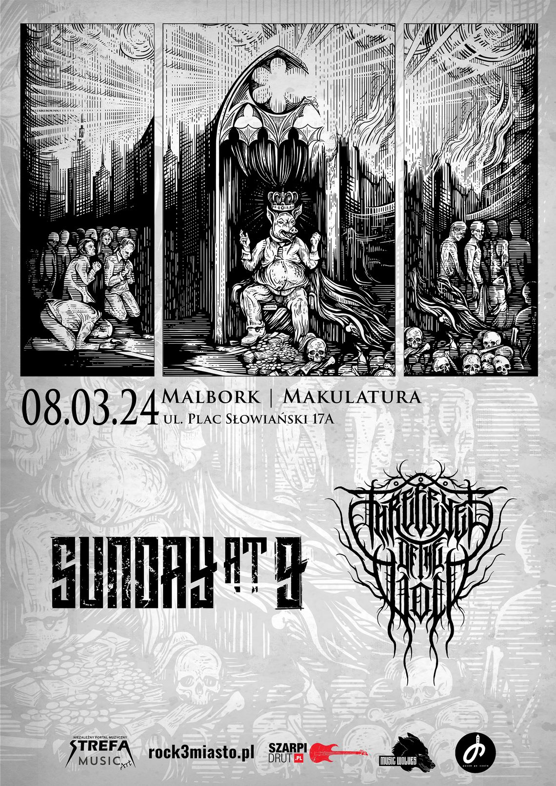 Malbork. SUNDAY AT 9 + THREE EYES OF THE VOID zagrają w Makulaturze.