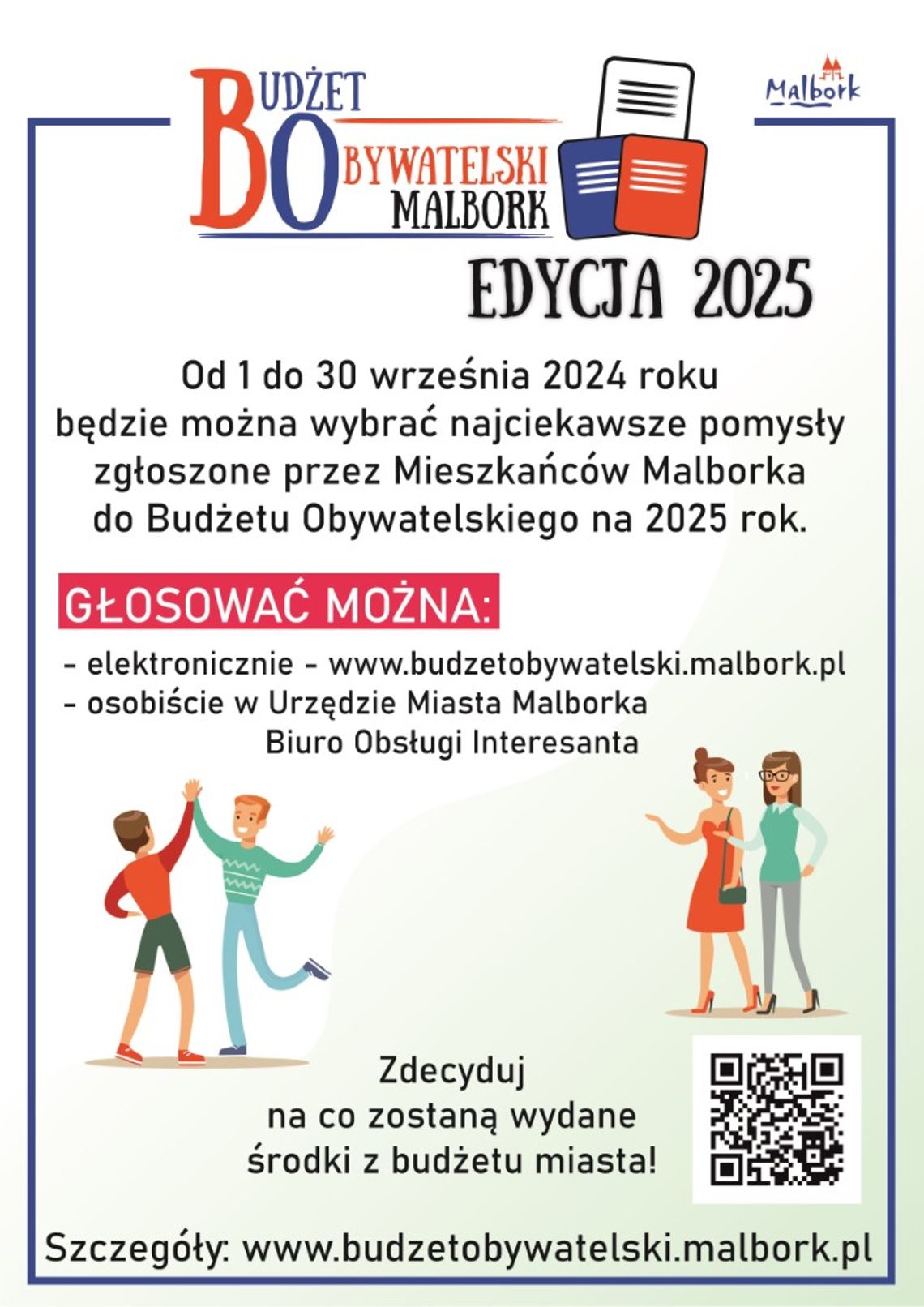 Malbork. Trwa głosowanie na projekty w Budżecie Obywatelskim 2025.