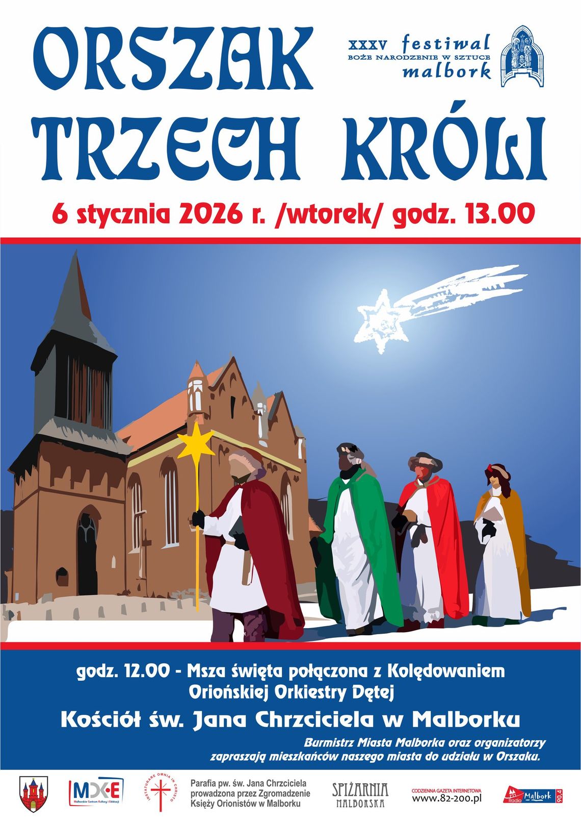 Malbork. Uroczyste obchody Święta Trzech Króli.