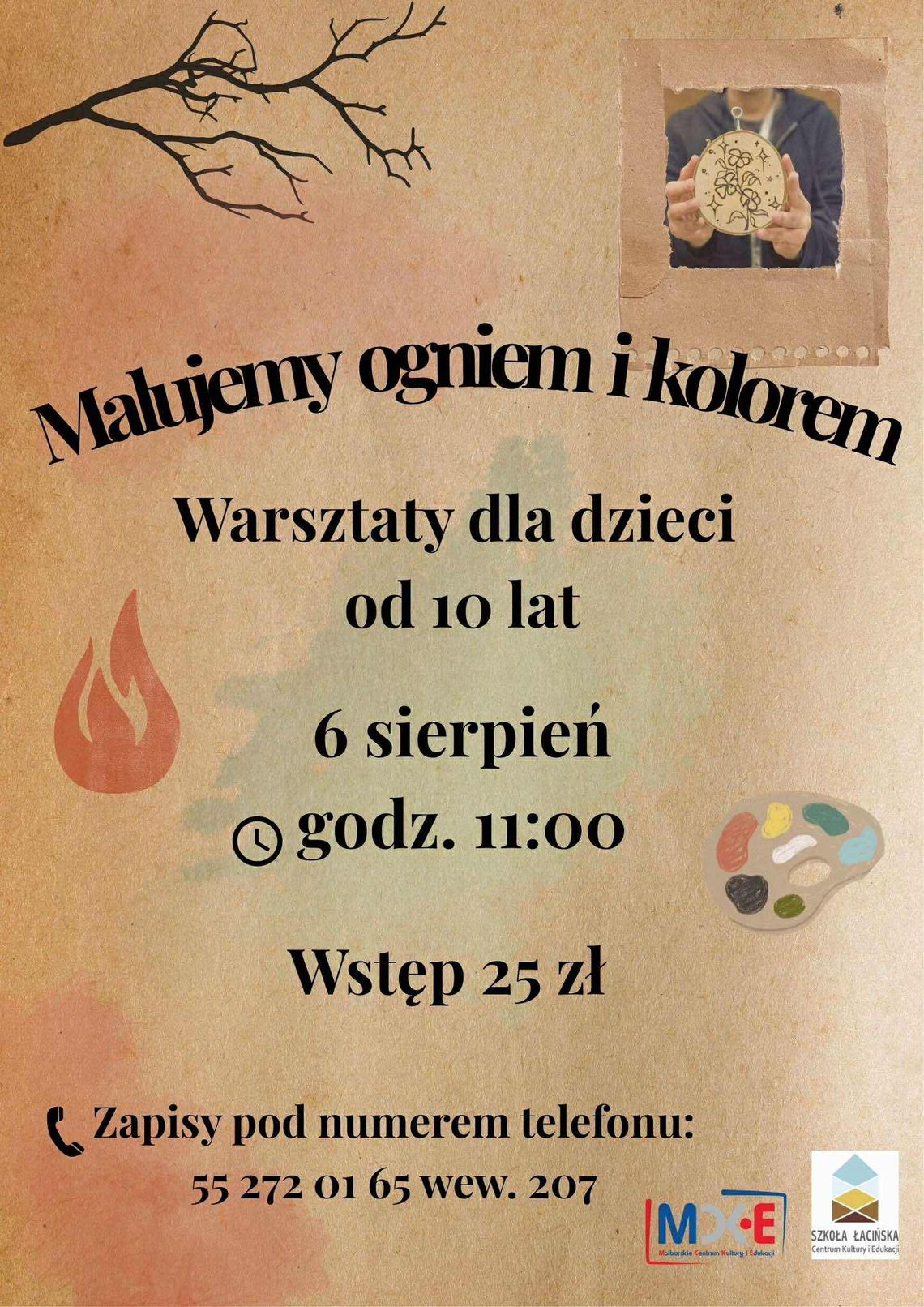 Malowanie ogniem i kolorem - warsztaty dla dzieci w malborskiej Szkole Łacińskiej