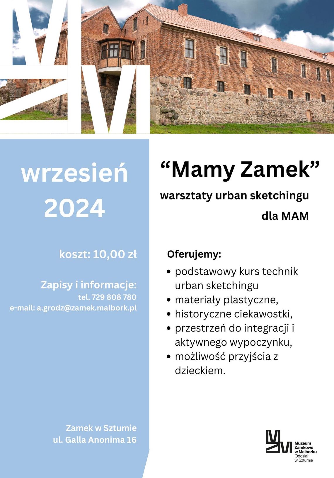 "Mamy zamek"- zamkowe warsztaty z urban sketchingu w Sztumie.