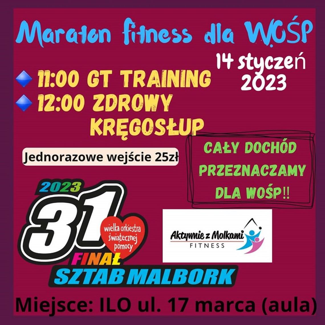 Maraton Fitness dla WOŚP z Aktywnie z Molkami w Malborku