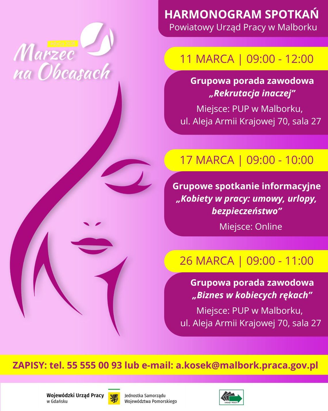 "Marzec na Obcasach" - spotkania w Powatowym Urzędzie Pracy w Malborku "Marzec na Obcasach" - spotkania w Powatowym Urzędzie Pracy w Malborku