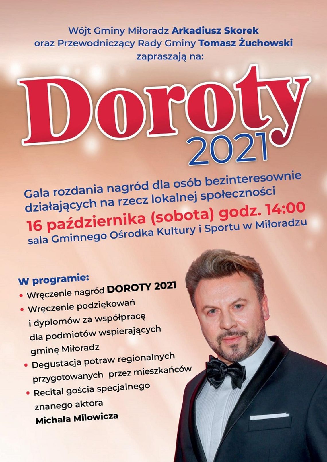 Michał Milowicz wystąpi podczas gali rozdania nagród „Doroty 2021” w Miłoradzu.