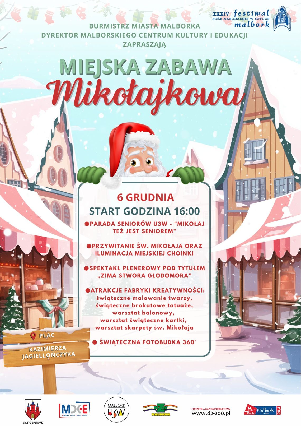 XXXIV Festiwal Boże Narodzenie w Sztuce. Miejska Zabawa Mikołajkowa w Malborku.