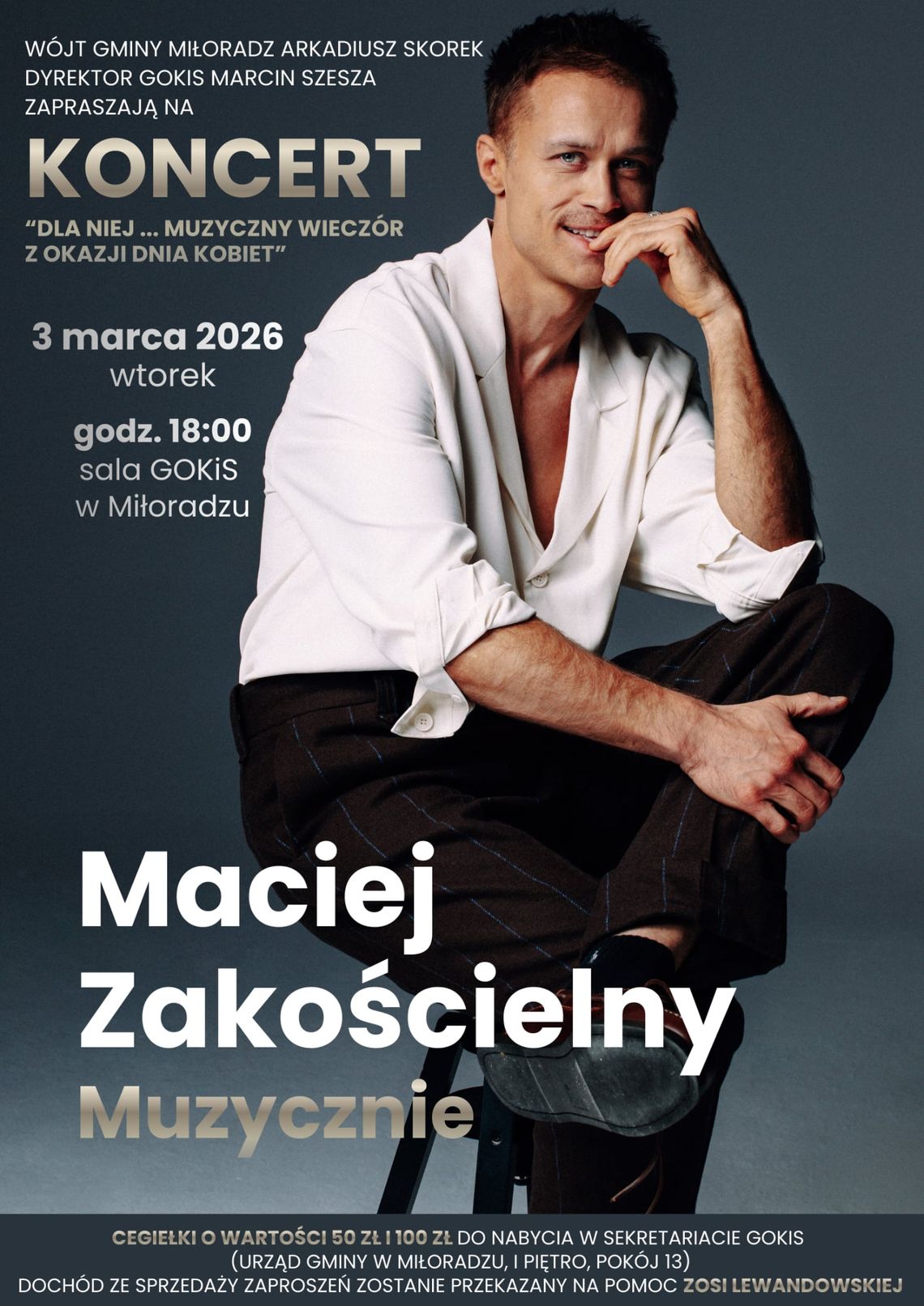 Miłoradz. Koncert Macieja Zakościelnego z okazji Dnia Kobiet.