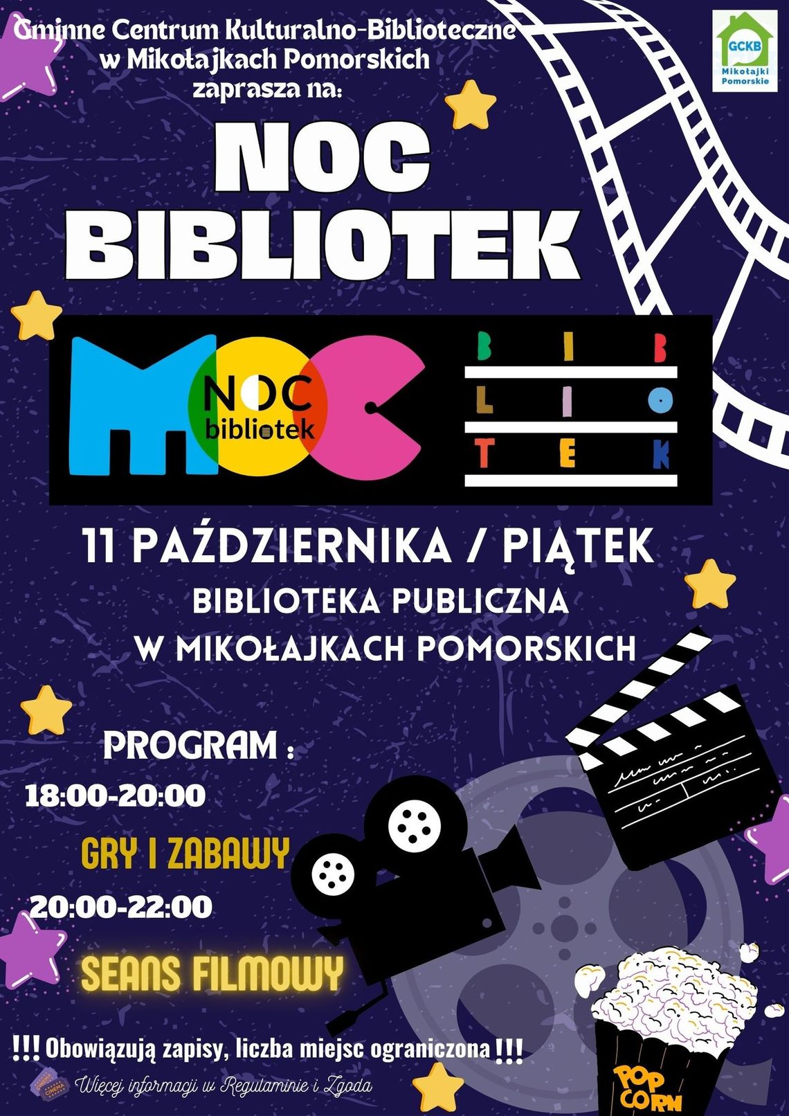 Noc Bibliotek w Bibliotece Publicznej w Mikołajkach Pomorskich