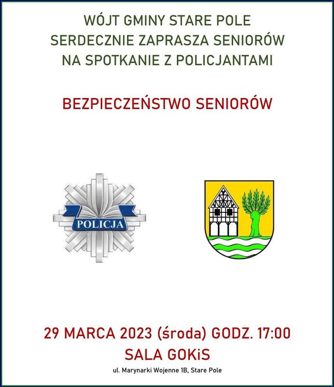 O bezpieczeństwie Seniorów w Starym Polu. Spotkanie w Gminnym Ośrodku Kultury.