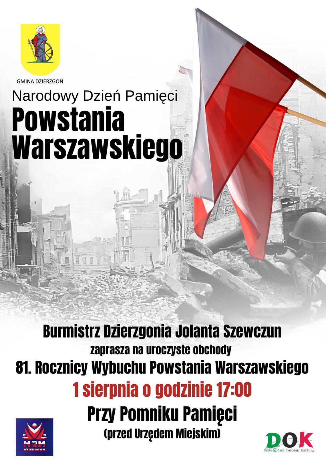 Obchody Narodowego Dnia Pamięci Powstania Warszawskiego w Dzierzgoniu.