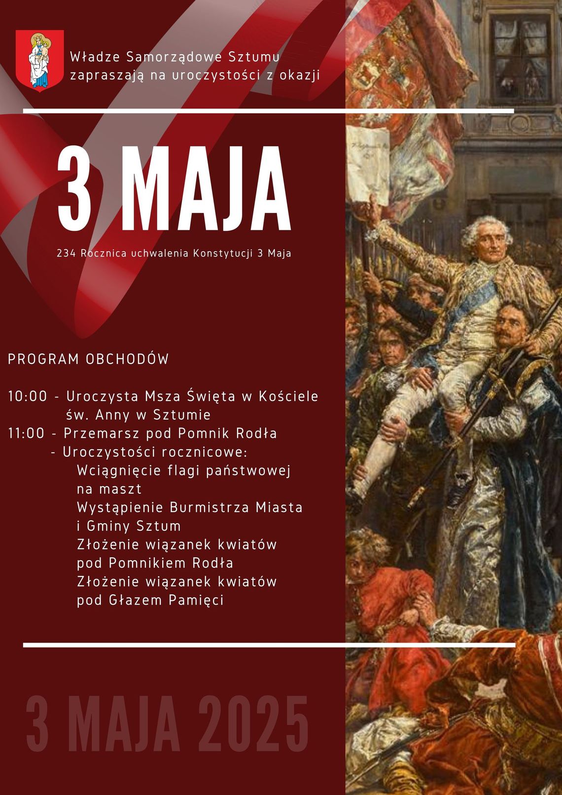 Obchody Święta Konstytucji 3 Maja w Sztumie.