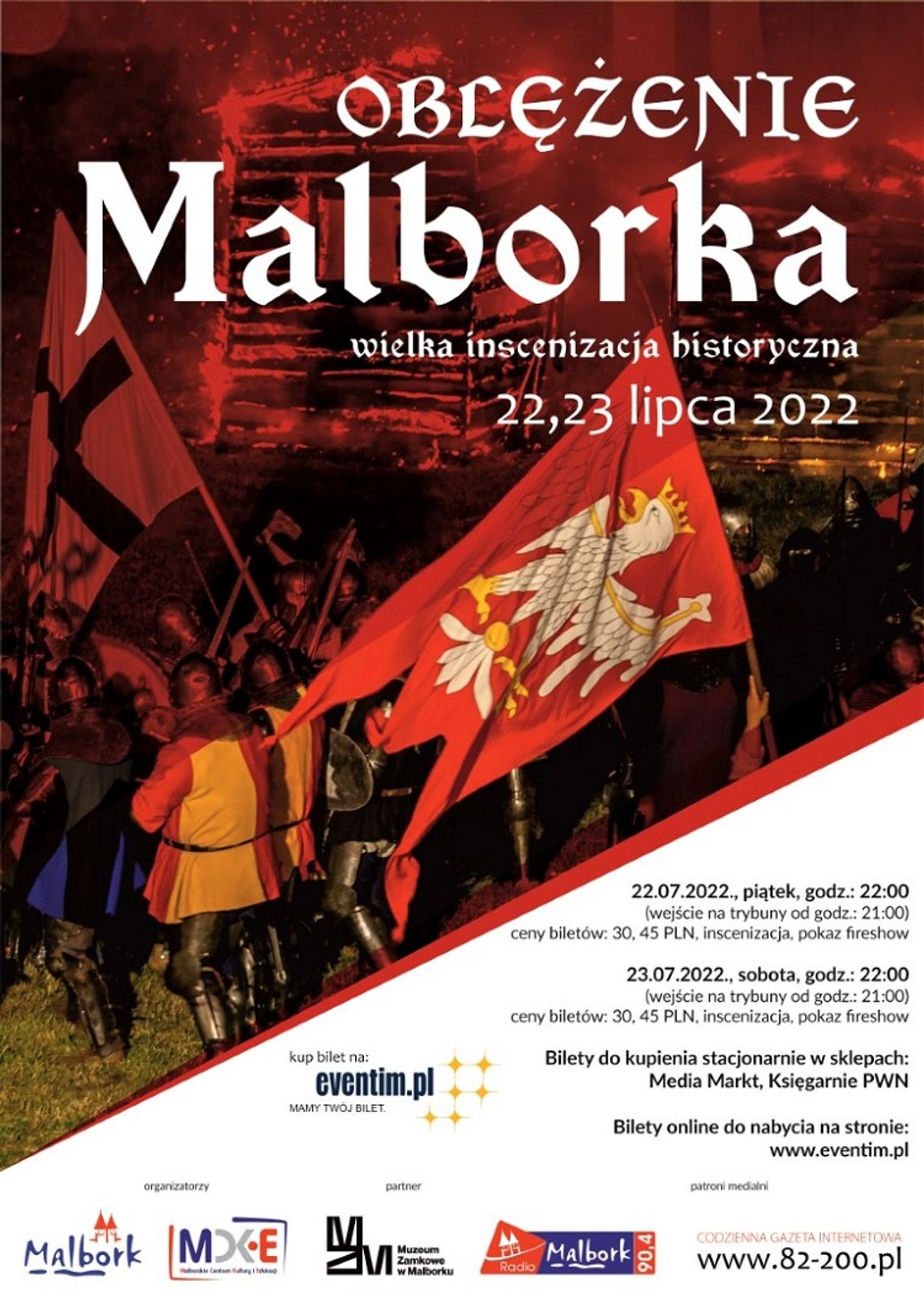Oblężenie Malborka 2022. Zobacz gdzie kupić bilety na wieczorne inscenizacje.