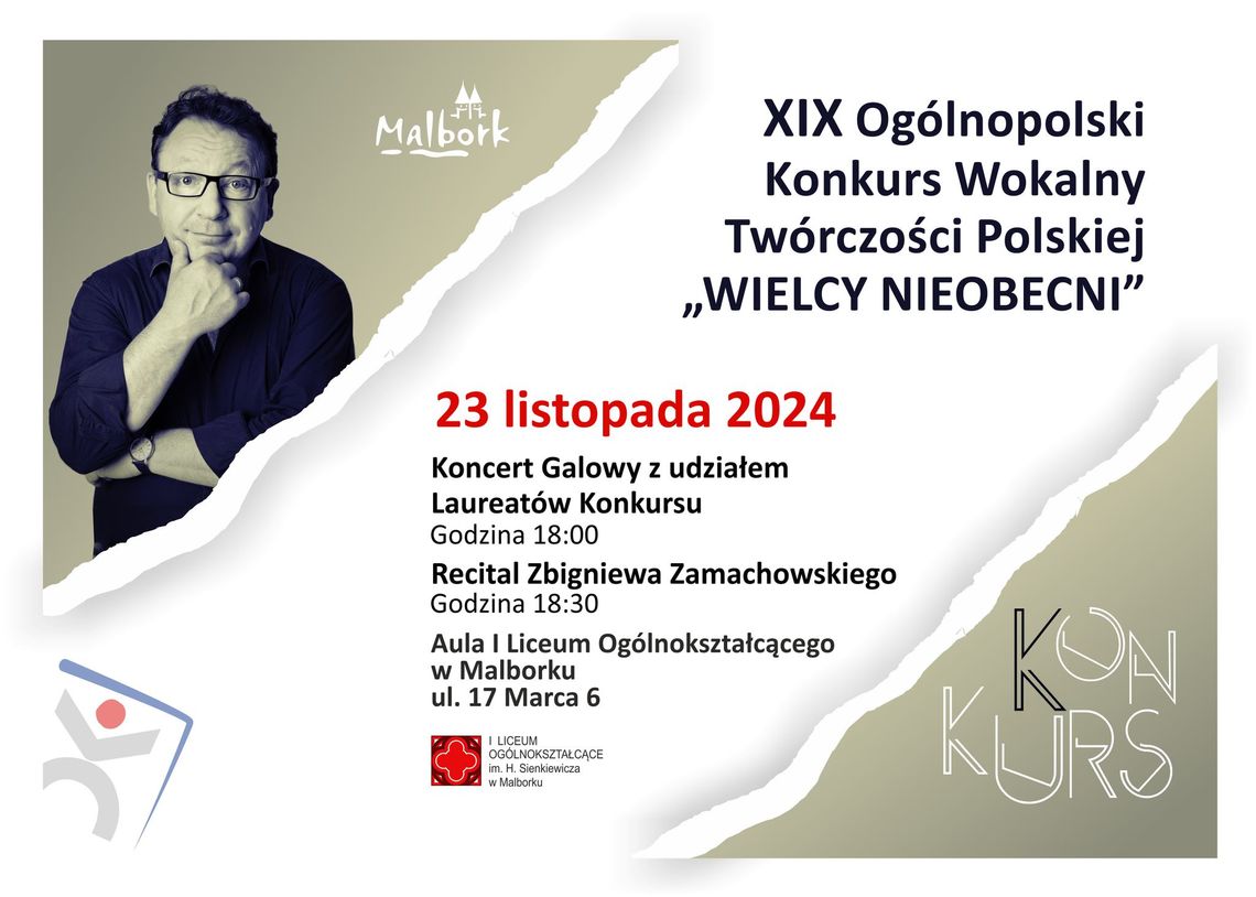 Ogólnopolski Konkurs Wokalny Twórczości Polskiej pn. „Wielcy Nieobecni” w Malborku