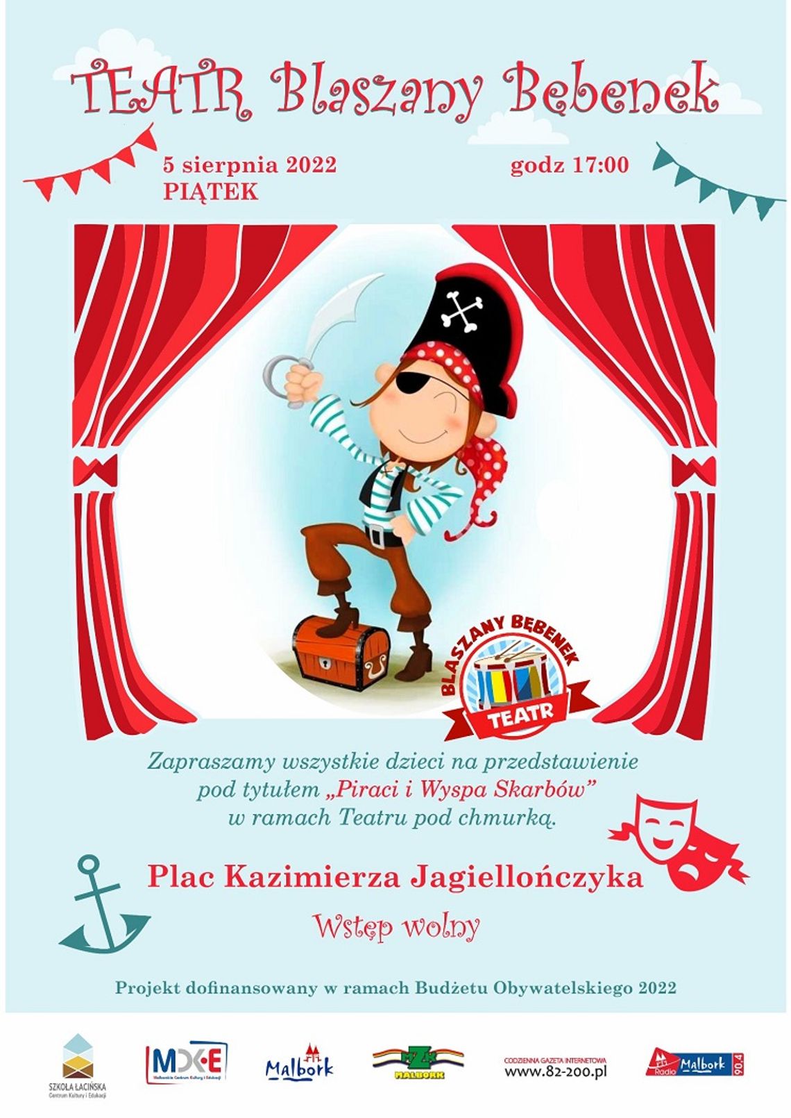 „Piraci i wyspa skarbów” spektakl dla dzieci w Malborku