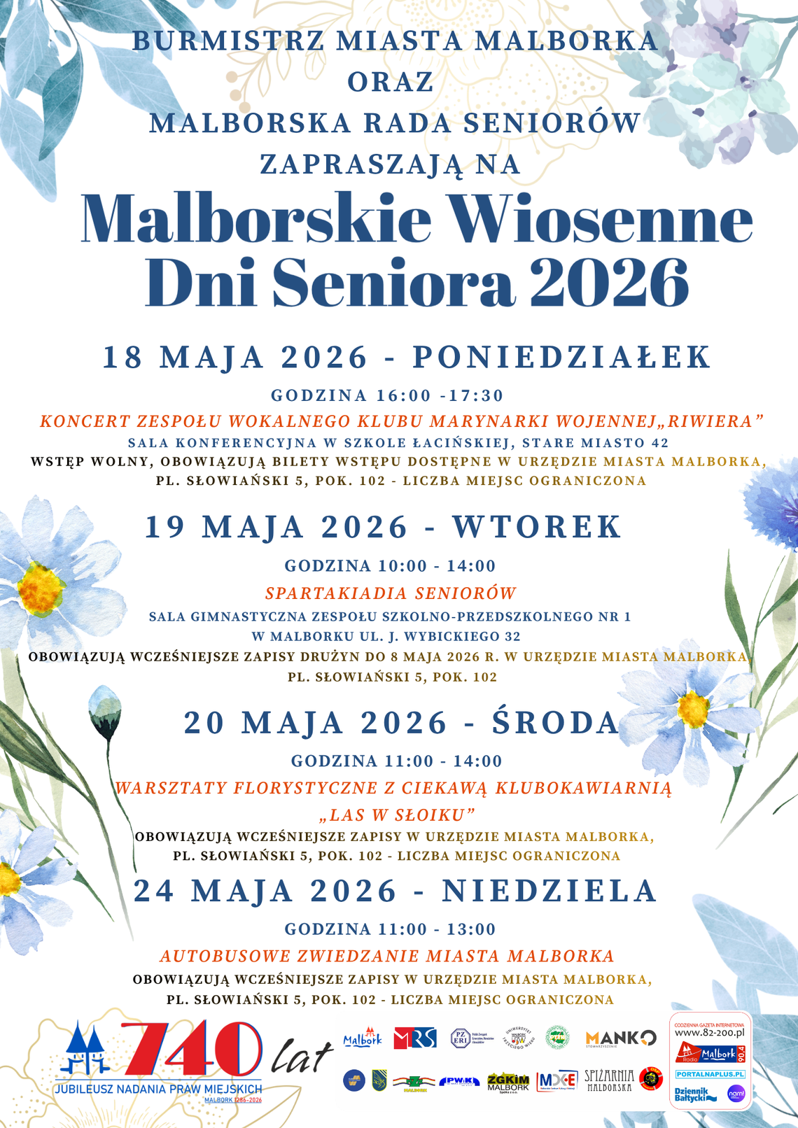 🎧Posłuchaj: Malborskie Wiosenne Dni Seniora 2026 już w maju. Przed seniorami tydzień pełen atrakcji.