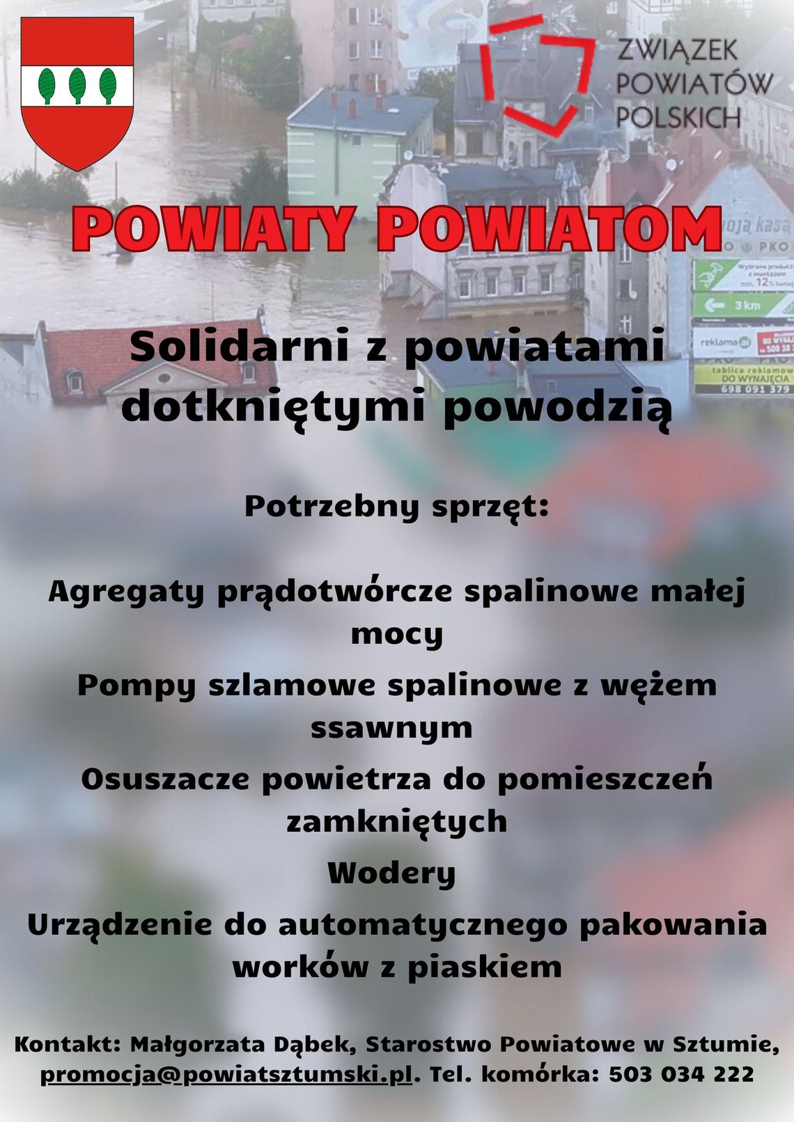 Powiat sztumski solidarny z dotkniętymi powodzią.