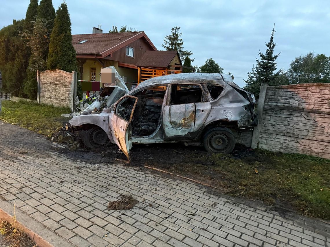 Pożar auta w Lisewie Malborskim.