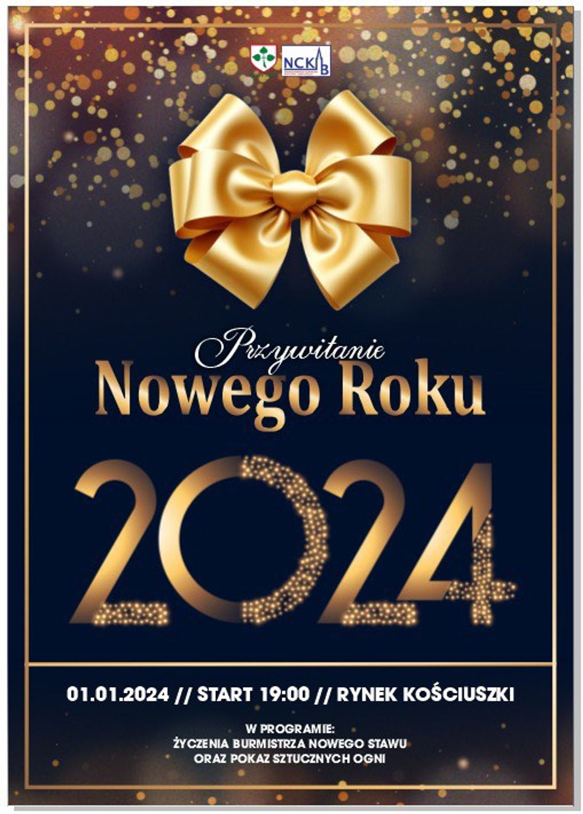 Przywitanie Nowego Roku 2024 w Nowym Stawie.