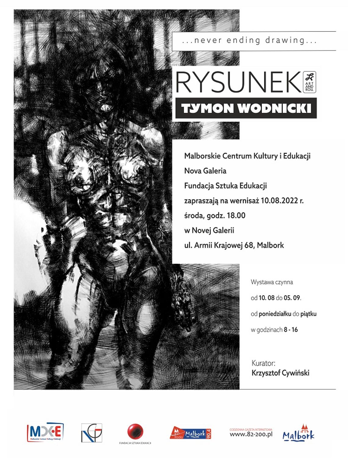 "Rysunek" - wernisaż wystawy Tymona Wodnickiego w malborskiej Galerii Nova.