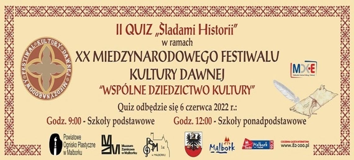  „Śladami Historii” - quiz dla uczniów z powiatu malborskiego.