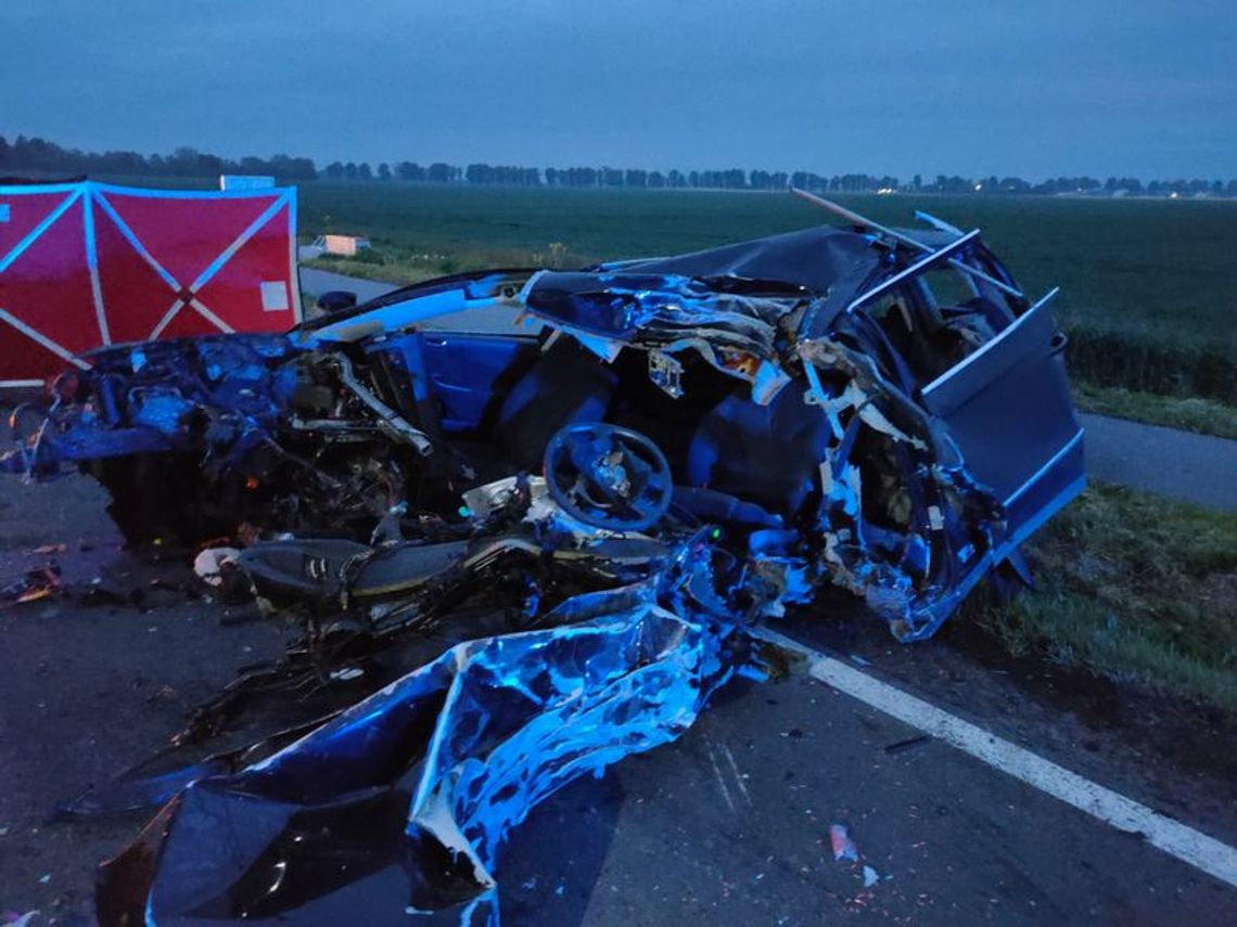 Śmiertelny wypadek na drodze krajowej nr 55. Samochód osobowy uderzył w drzewo.