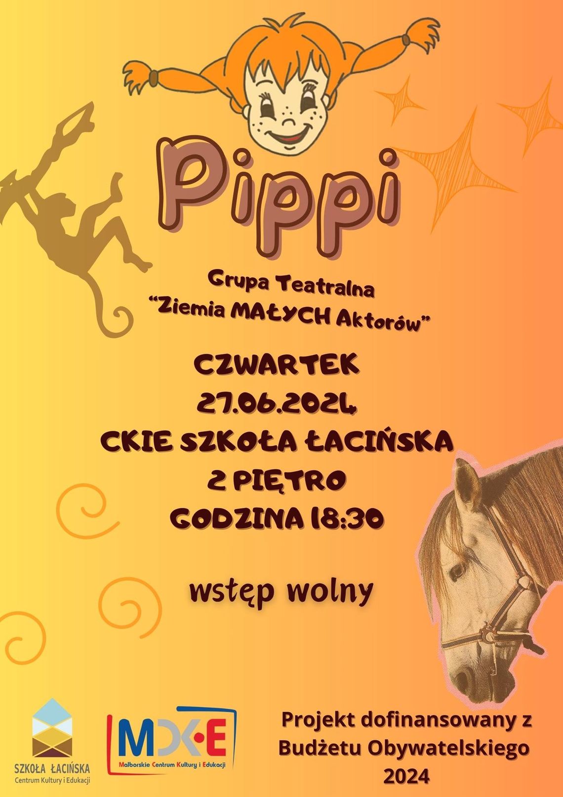 Spektakl "Pippi" w malborskiej Szkole Łacińskiej.