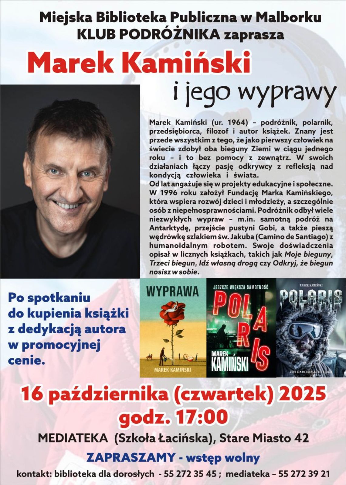 Spotkanie autorskie z Markiem Kamińskim w malborskiej Mediatece.