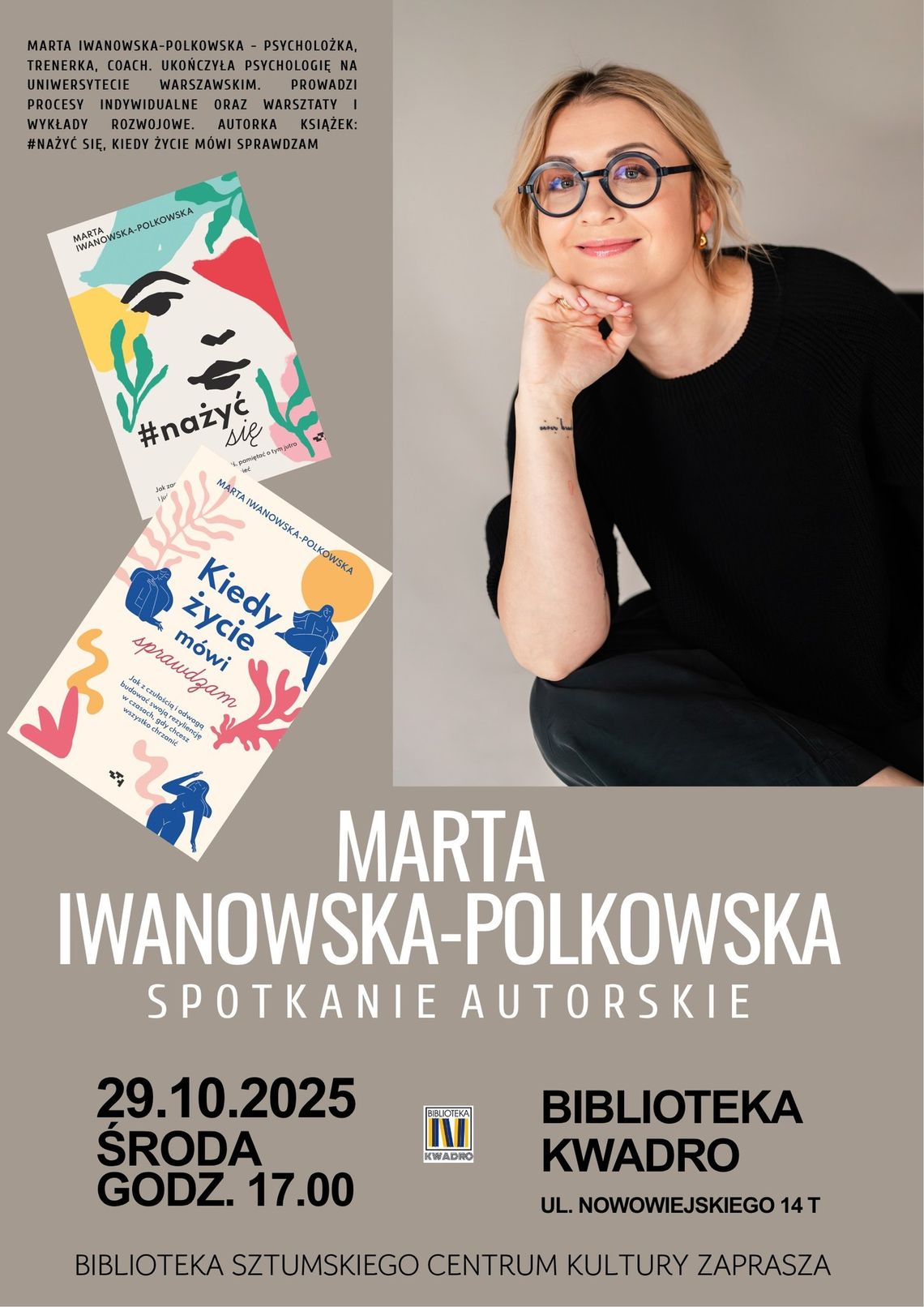 Spotkanie autorskie z Martą Iwanowską-Polkowską w Bibliotece Sztumskiego Centrum Kultury.
