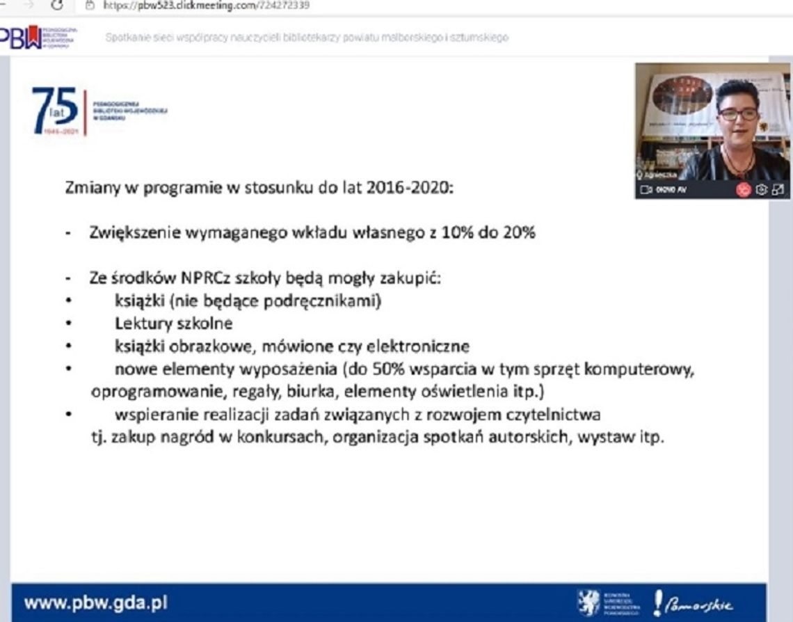 Spotkanie sieci współpracy i samokształcenia dla nauczycieli bibliotekarzy szkół powiatu malborskiego, sztumskiego i tczewskiego.